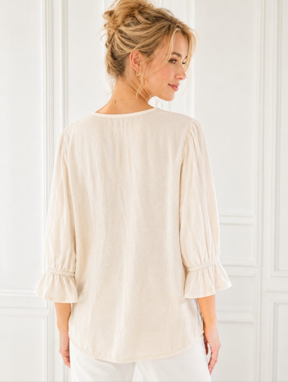 Maurices | Ivory Lace Trim Button Front Blouse Romantic Boho | Size 2X - Picture 2 of 11